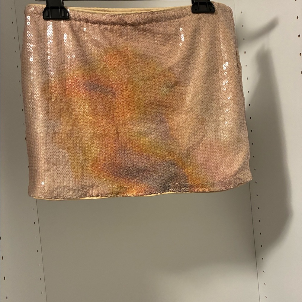 SHEIN Sequin Mini Skirt - Pink and Orange